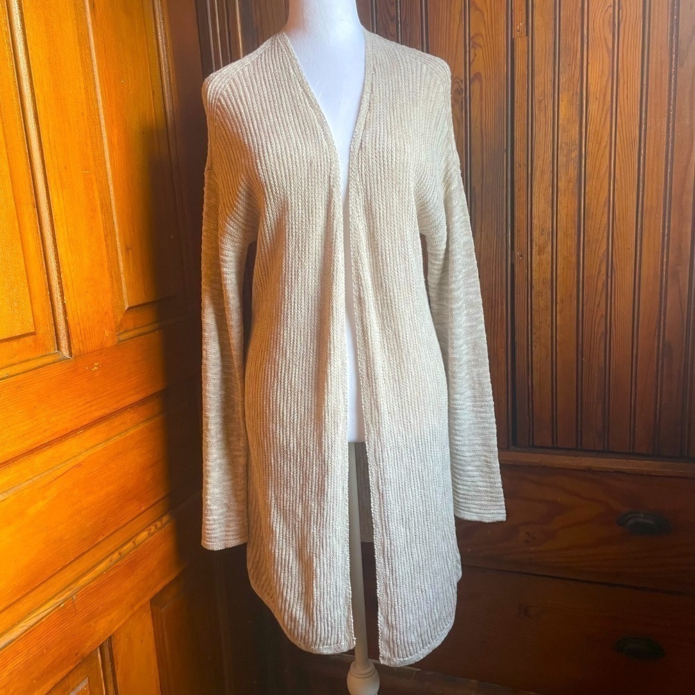 TAHARI Linen/Cotton Blend Duster Size Large Beachy Neutral